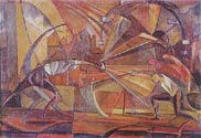 Fencing, c. 1919, oil on canvas