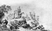 Krajobraz z ruinami, fantazja architektoniczna, 1825